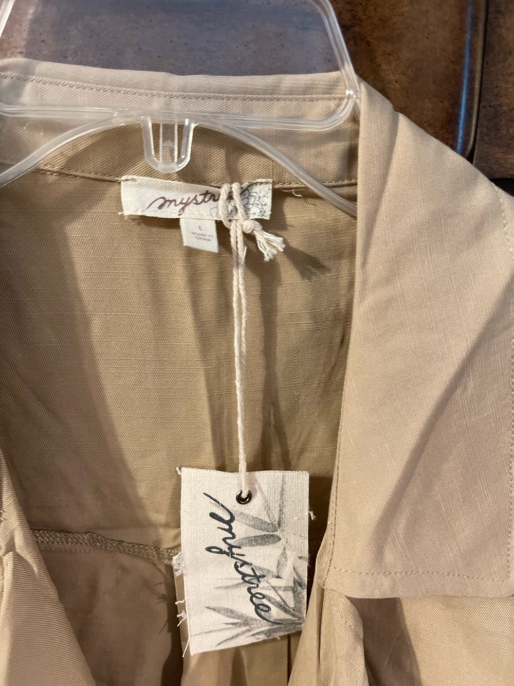 Mystree Taupe Open Drape Trench Coat - Picture 2 of 5